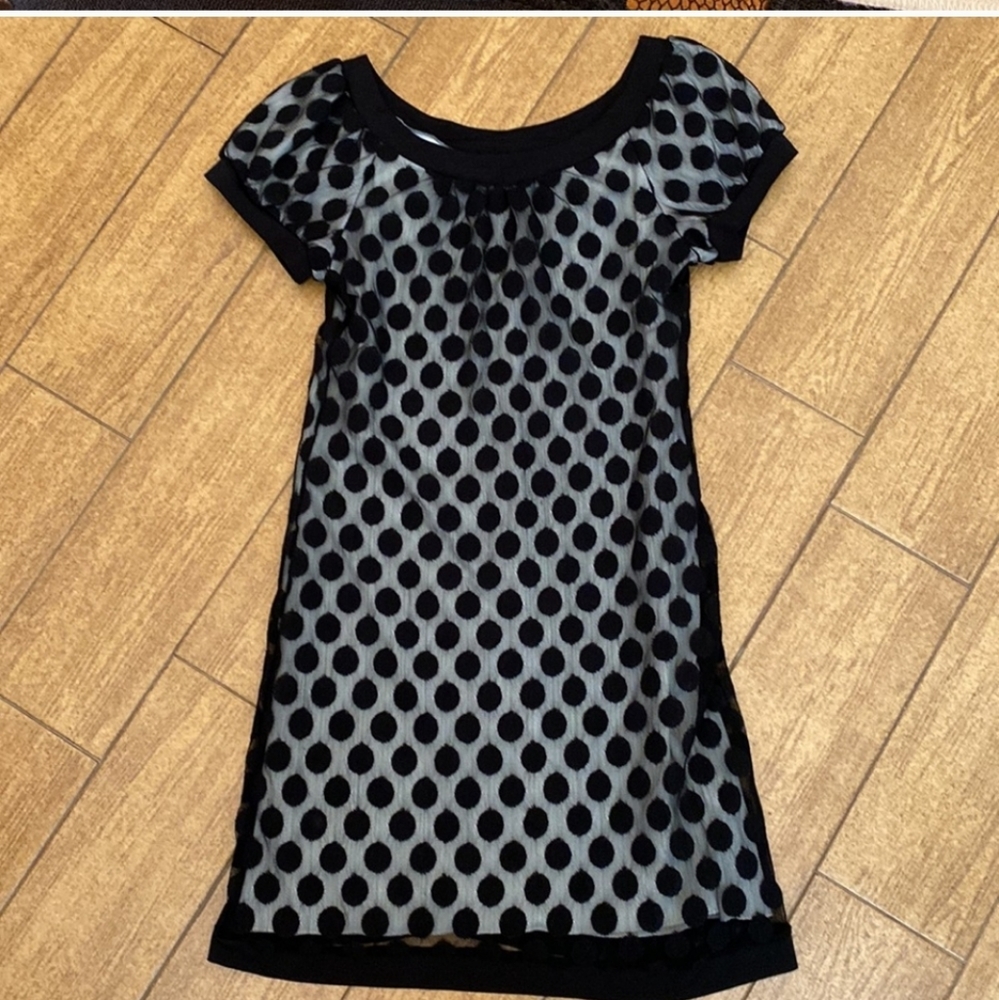 EnFocus Studio Polka Dot Overlay Mesh Dress Size 10